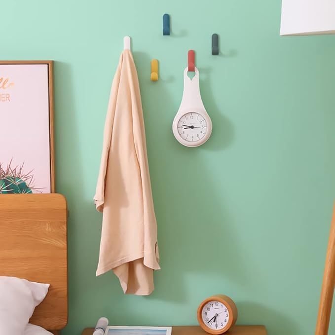 Adhesive Hooks Utility Wall Hooks Key Hooks for Wall Decorative Key Holder Rack Self Adhesive Wall Hooks for Towels, Hats, Shower, Kitchen, Living Room, Office(6 Pcs)