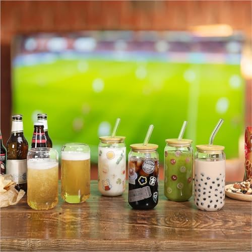 16 Pack Glass Cups with Lids and Straws 16 oz, Personalized Customizable Glasses for Gift, Business, Drinking glasses set, Iced Coffee Cup, Cute Aesthetics Tumbler for Tea, Homemade Drinks - Image 4
