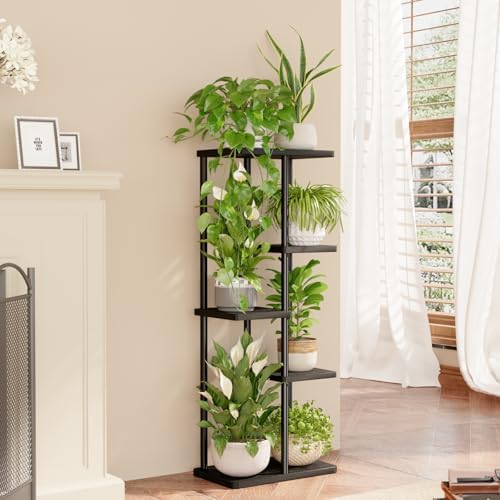 Bamworld Plant Stand 5 Tier Corner Metal Shelf Black - Image 2