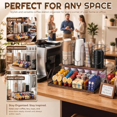 Geelin Coffee Cup and Lids Organizer with 4-compartment Double Layer - Image 3