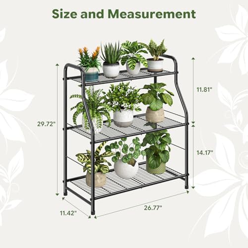 Simple Trending Plant Stand Indoor Outdoor, Plant Shelf for Multiple Pots Metal, 3 Tiers Large Plant Holder for Living Room Garden Balcony - Image 3