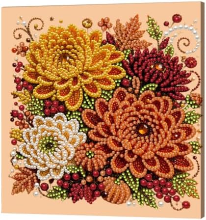 DIY Pearl Painting Kit for Adults, Autumn Dahlias Fall Art with Wood Frame, 20x20cm Self-Adhesive Pearl Diamond Craft, Autumn Wall Decor Gift for Women, Beginners Relaxing Hobby Kit by Unknown