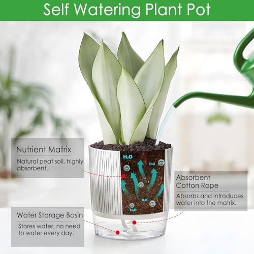 4 Pack Self Watering Pots, 4/5.5 Inch Self Watering Pots for Indoor Plants - Image 3