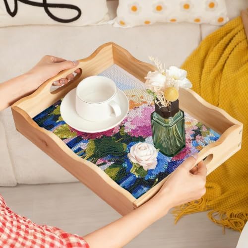EWJRNSF Hydrangea Diamond Art Tray with Handles Gift Home Decor 7.8×11.8 in - Image 7