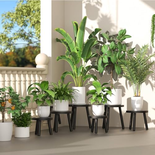 Wood Plant Stands Indoor, 16.7" Tall Plant Stand Outdoor Mid-Century Plant Stool, Single Plant Table Modern Small Round Side/End Table for Living Room, Balcony, Office (Brown) - Image 3