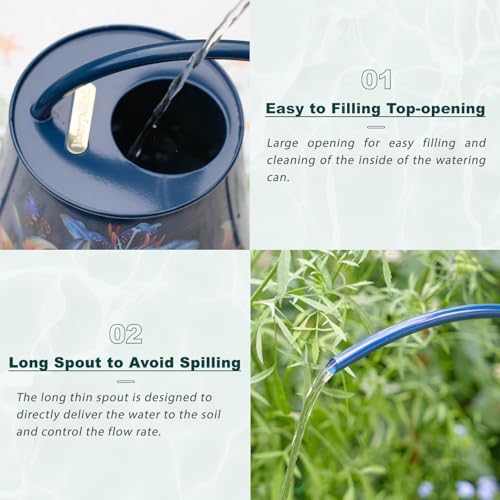 2L Long Spout Watering Can, Stainless Steel (Lilium Brownii) - Image 3