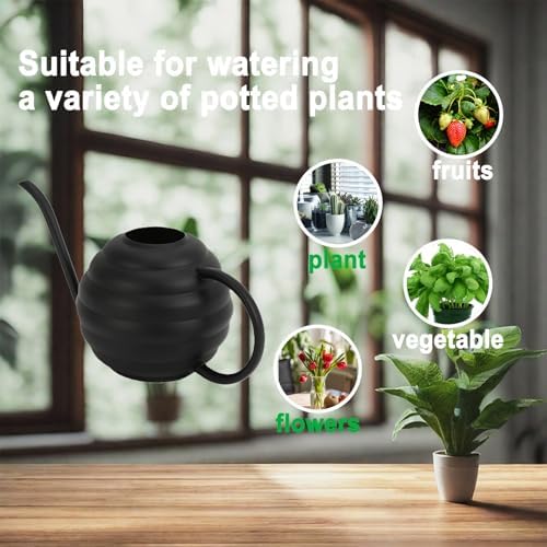 Plant Watering Bottle, 400ml/14oz, Retro Style Watering Can, Matte, Frosted (Black) - Image 5