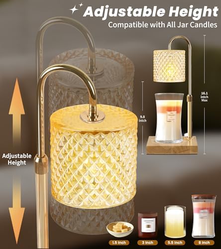 TigQiang Elegant Candle Warmer Lamp, Height Adjustable, Women Gifts, Brass - Image 2