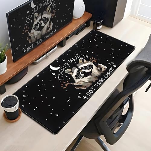It's Trash Can Not Trash Cannot Desk Pad Cute Black Desk Mat Gaming Screaming Possum Mouse Pad Black Desk Matt for Desktop Keyboard Mouse Desk Mat with Stitched Edges Rubber Computer pad 31.5x11.8in - Image 4