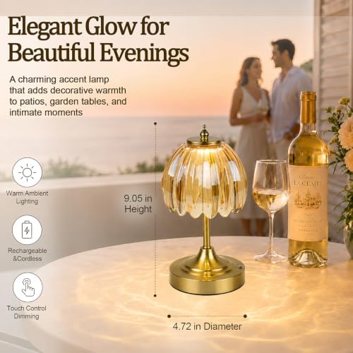 Upgrade Mini Tulip Cordless Table Lamp, Home Décor-Amber - Image 2