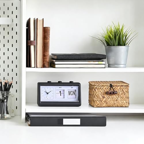 Hipiwe Handwoben Seagrass Basket With Lid Wicker Storage Baskets Decorative Shelf Basket Mini Desktop Organizer, Caramel 4.3" x 2.5" x 2.1" - Image 2