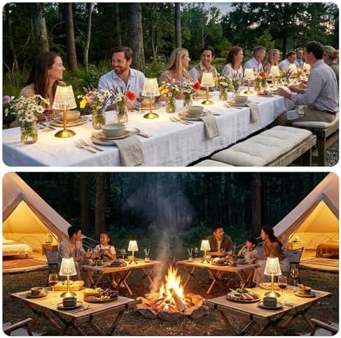 Liliful 8 Pcs Cordless Table Lamp LED Touch, Gold, Classic Style - Image 6