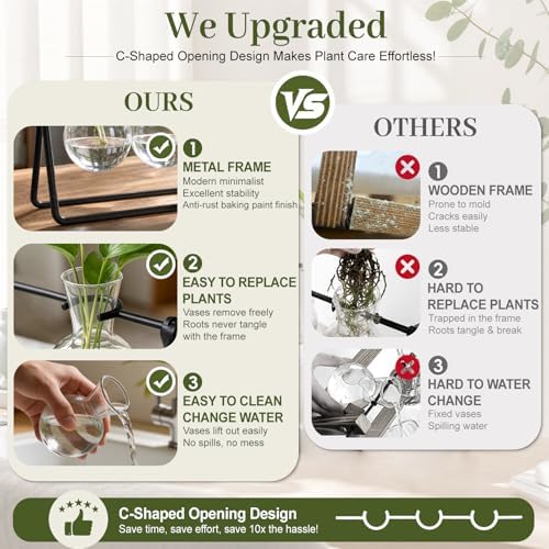 Plant Propagation Stations, Plant Terrarium with Minimalist Metal Stand - Image 3