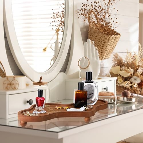 Uiifan Wood Cloud Perfume Decorative Tray Bedside Jewelry Tray,Brown - Image 5