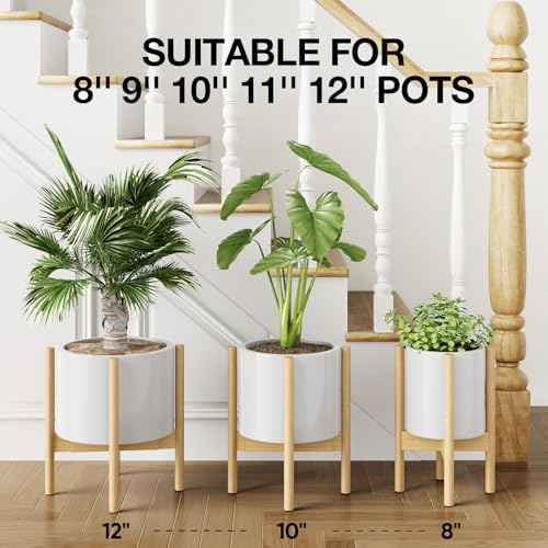 MUDEELA Plant Stand for Indoor, Bamboo Material, Natural, 14.5 Inch Tall - Image 3