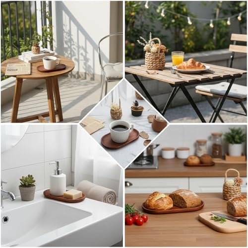 4 x 7.5 inch Small Solid Wood Serving Trays of Natural Ebony Wood with Edge, Mini Wooden Platters, Wood Counter Plates, Rectangle Wooden Trays Avoid Sliding and Spilling Food for Tea Coffee Kitchen - Image 4