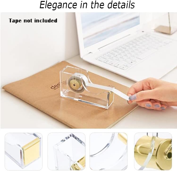 Gold Desk Accessories, Acrylic Stapler, Staple Remover, Tape Holder, Pen Holder, Ballpoint Pen, Scissor, Binder Clips, 1000pcs Staples, Phone Holder, Ruler, Transparent Glue and 300 Notes - Image 4