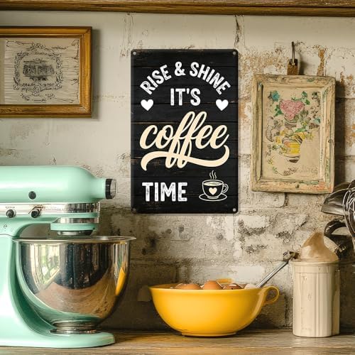 Coffee Metal Tin,Rise & Shine It's Coffee Time Sign - Image 5