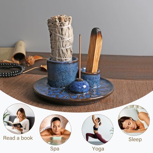 4-in-1 Ceramic Incense Burner Holder for Sticks/Palo Santo/Sage/Candle - Image 4