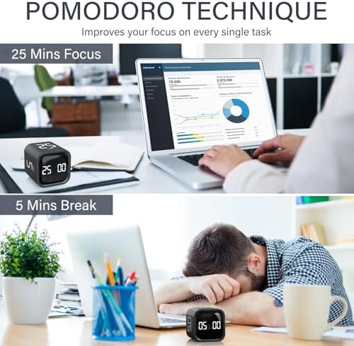 Rotating Productivity Timer 5/25/10/50, Desk Flip Timer, ADHD Tool - Image 3