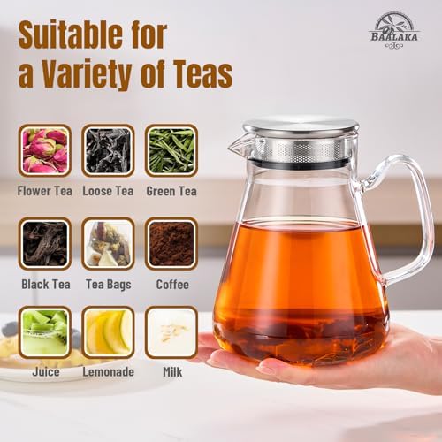 Baalaka Glass Teapot with Infuser, Stovetop Glass Tea Kettle, 33oz/1000ml - Image 5