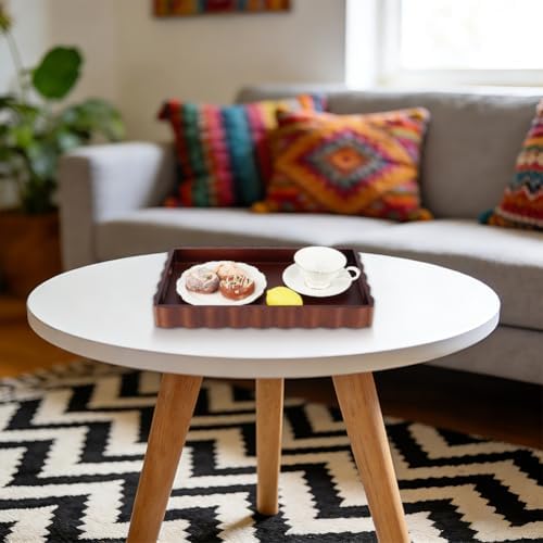 MAYJOYDIY Wooden Serving Tray with Handle 15.7 x 9.2 x 2 Inch Rectangle Wood Decorative Tray Cloud Shape Serving Platter for Afternoon Tea Cosmetics Coffee Cup Aromatherapy Toiletries - Image 4