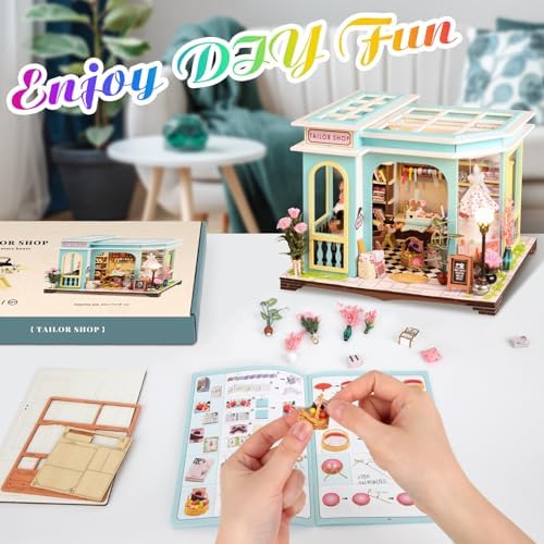 DIY Miniature House Kit, Book Nook Kit with LED Light, 3D Wooden Puzzle Bookshelf Decor Building Kit, Birthday Gifts for Family & Friends - Image 4