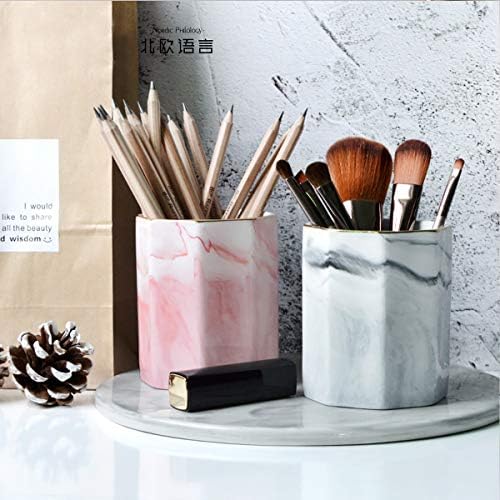 Pen Holder, Pencil Holder for Desk, Practical Ceramic Pencil Organizer, Decorative Makeup Brush Holder, Perfect Office Organization, Teacher Supplies, Gray Marble - Image 6