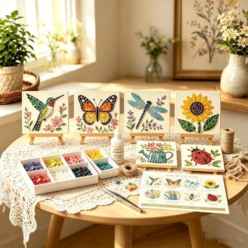 Garden Flowerpot Mosaic Art Kit Floral,Mosaic Art Kits for Adults，Style E - Image 5