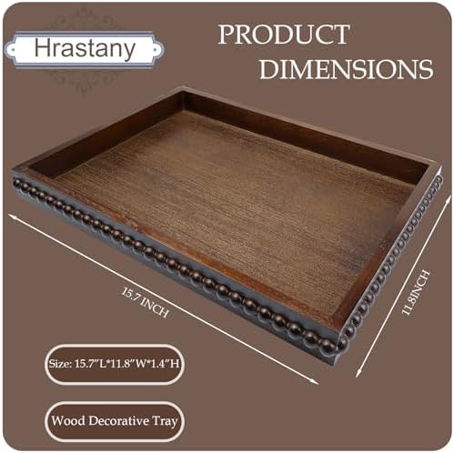 Hrastany Wood Decorative Tray for Coffee Table, Dark Brown - Image 2
