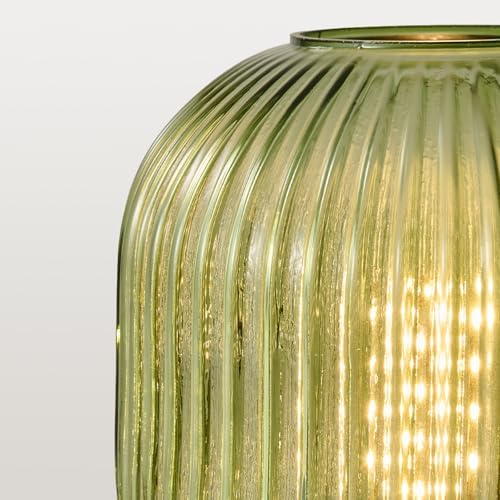 Mid Century Modern Table Lamp, 6" Green Glass Desk Lamp Plug in - Image 3