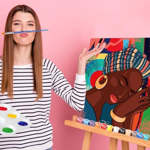 Zhanmai 72 Pcs 12 Sets Sip and Paint Kit Pre Drawn Canvas for Painting 8" x 10" Paint Party Canvas Painting Pre Printed Canvases for Party Favor DIY Virtual Adult's Date Night(Afro Queen) - Image 4