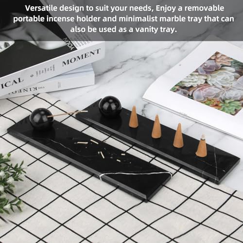 Natural Marble Incense Holder Tray (White Black) - Image 5
