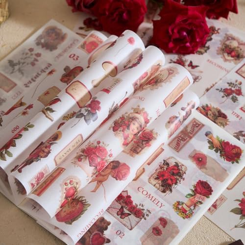 Rose Stickers for Scrapbooking Supplies, 550+ Vintage Stickers for Junk Journal Pre-Cut Ephemera Sticker Book for Adults Aesthetic Flower Lable Washi Sticker for Journaling DIY Arts Crafts - Image 4