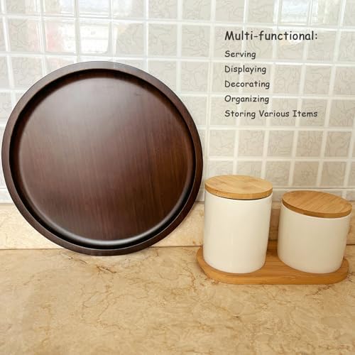 Wood Vanity Tray, Bathroom Counter Solid Walnut Organizer, Toilet Tank Top Wooden Serving Plate for Dinner Tea Coffee (Natural Walnut Color, 9.8 x 9.8 inch) - Image 4