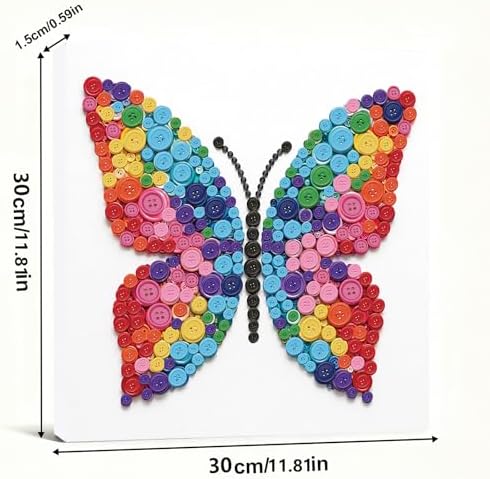 Framed Button Art Kit 11.8" DIY Mosaic Craft for Adults(Butterfly) - Image 2