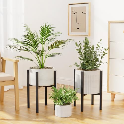 Linpla Adjustable Metal Plant Stand Indoor Outdoor - Fits 8 to 12 Inches Pots - Mid Century Modern Planter Stand Single Floor Flower Pot Holder Home Decor for Gardening Gifts - Image 6