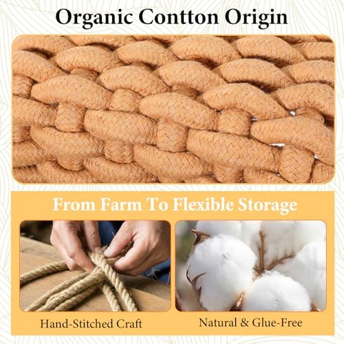 2 Pack Small Cotton Rope Basket – Handwoven Brown Storage Bins for Vanity, Desk, Bedroom & Bathroom – Durable Woven Organizer for Makeup, Jewelry & Essentials, 7.09 x 5.51 x 5.12 inches - Image 3