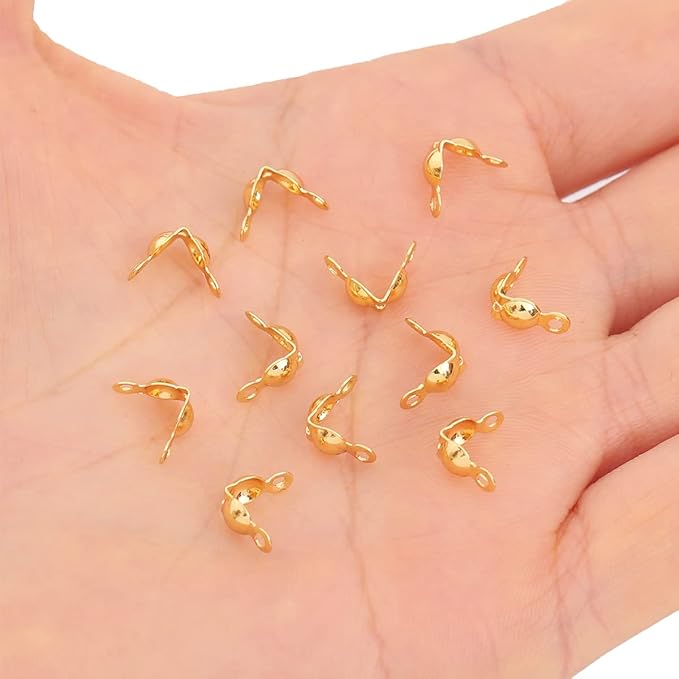 18K Gold Plated End Caps Non Tarnish 4x8mm 200pcs for Jewelry Making Findings