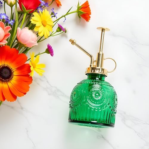 Glass Plant Mister Spray Bottle, 230ML Vintage Plant Spritzer, Succulent Watering Bottle Glass with Top Pump, Small Plants Sprayer Watering Can for Indoor Outdoor House(Green) - Image 3