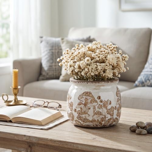 Vintage Planter for Indoor Plants, Ceramic Pot with Drainage Hole - Image 4