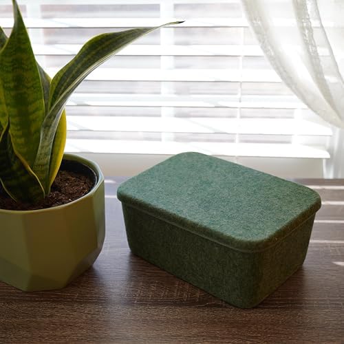 Welaxy Felt deep Storage Bins lidded Drawer Organizer Caddy Forest Green - Image 4