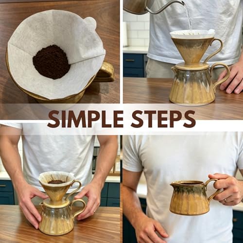 Artistic Handcrafted Ceramic Pour Over Coffee Set (Shadow) - Image 7
