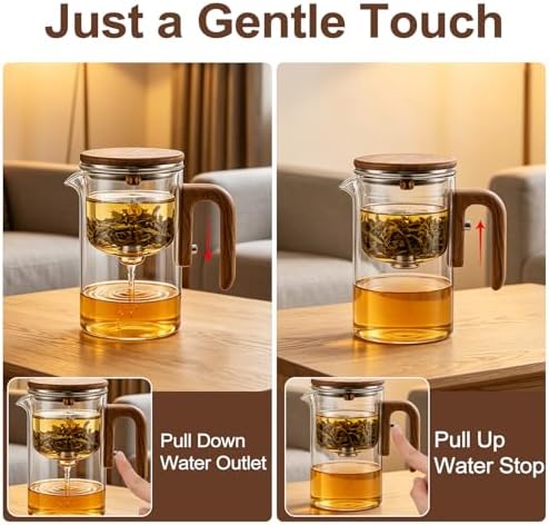 Magic Glass Teapot with Infuser, 24oz (700ml) Heat-Resist Boro Glass Brewer, Instant Water Separation & Clean-Press Leaf Removal, Perfect for Blooming & Loose Leaf Tea, Elegant Gift Box - Image 2