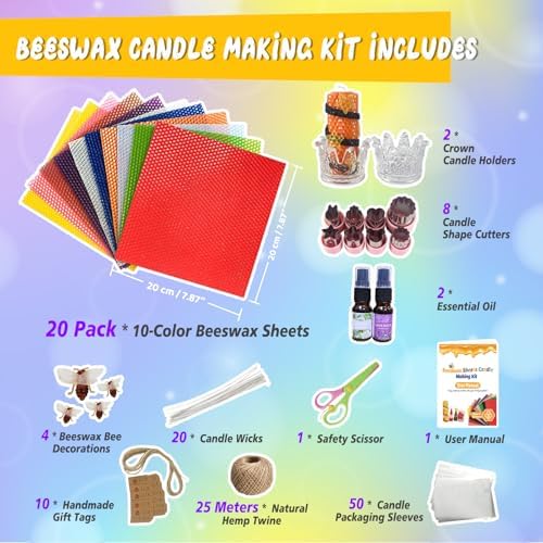 Beeswax Candle Making Kit for Kids, DIY 100% Pure Colorful Beeswax Sheets - Image 2