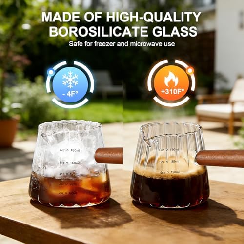 Espresso Cups with Wood Handle, 6 Oz Glass Espresso Measuring Cup - Image 6