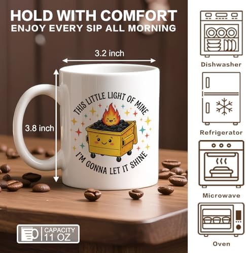 This Little Light Of Mine I'm Gonna Let It Shine 11 oz Mug, Funny Dumpster Fire Design Ceramic Coffee Cup for Sister Daughter Friend BFF, Inspirational Office Gifts for Coworker Boss Leader - Image 2