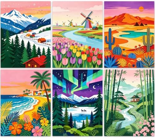 DOZEEZOP 6-Pack Diamond Art Kit for Adults, 5D Diamond Painting 12x16 Inch by DOZEEZOP