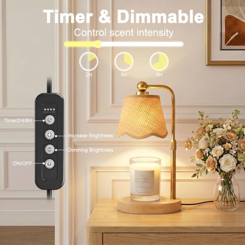 Candle Warmer Lamp with Timer, Modern Golden Candle Warmer for jar Candles, Electric Wax Warmer, Includes 2 Bulbs, Birthday Gift for Women, Mom, Housewarming - Hand Knitted - Image 3