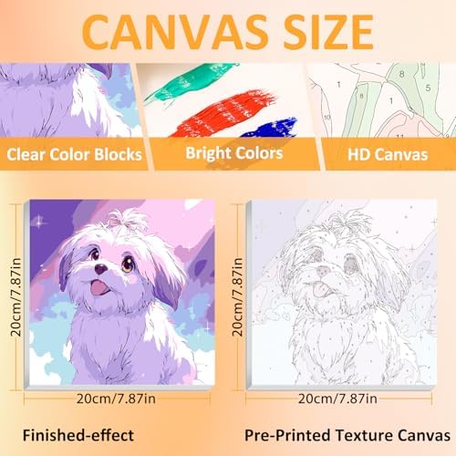 Dog Paint by Numbers Kit for Kids, 8x8 inch - Image 2